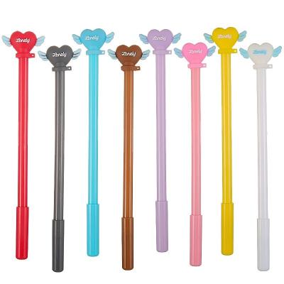 China Promotional Pen Fancy PVC Heart Shape School Office Suppliers Cartoon Gel Pen For Gift for sale