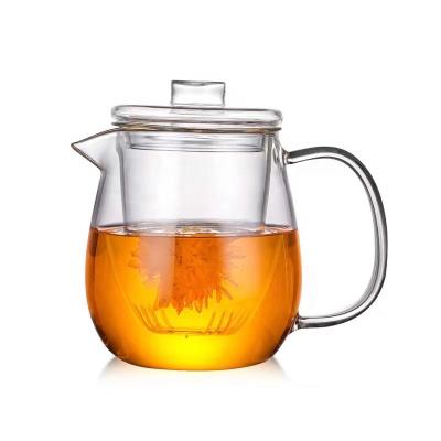 China Sustainable YOYO Glass Design Thermal Glass Espresso Tea Cup Resistant heat glass pot with filter for sale