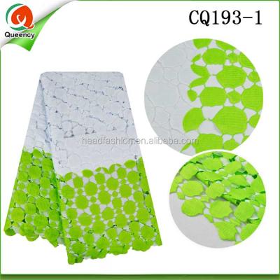 China Sustainable CQ193 Queency Heavy Lace Dubai Multi Colors Embroidery Designs Chemical Rope Lace Fabrics for sale