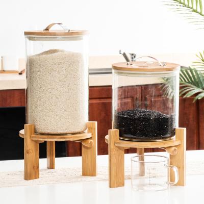 China Hot Selling Big Bulk Dry Nut Glass Food Jar Food Rice Bean Storage Glass Coffee Bean Dispenser for sale