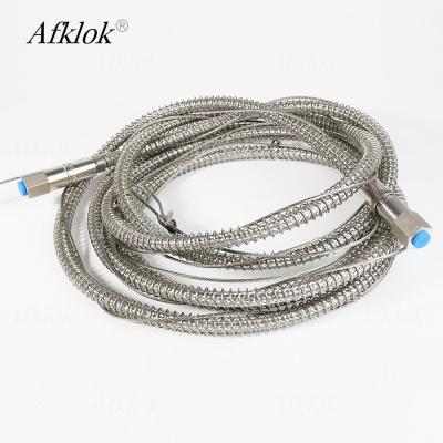 China 1m/2.5m/5m Working Pressure 3000psi with Safety protection Cable Stainless Steel Flexible High Pressure Braided Hose for sale