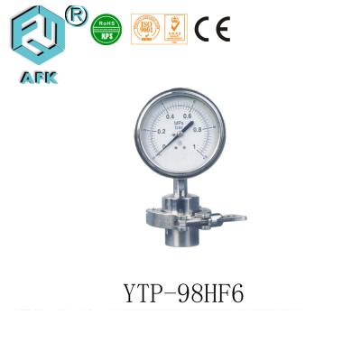 China Aceite del acero inoxidable - indicador de presión llenado 98m m sanitarios con el sello del diafragma en venta