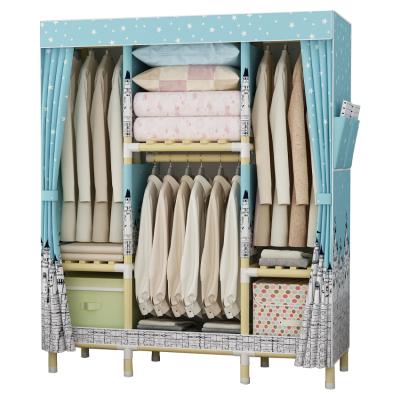 China Portable (Stick to Stick Other) 130C Frame Large Cabinet Adjustable Wooden Fashion Design Easy to Install for Assembling Cloth Wardrobe DIY Wardrobe for sale