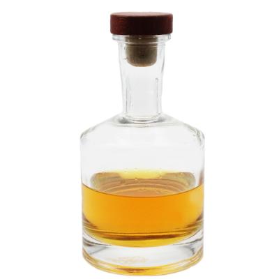 China Wholesale 250ML Liquor Whiskey Rum Glass Bottle Small Whiskey Glass Bottle With Cork Cap for sale