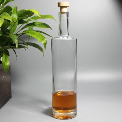 China Tall Liquor 750ml Shape Vodka Glass Bottle Black Rum Gin Bottles Whiskey Bottle for sale