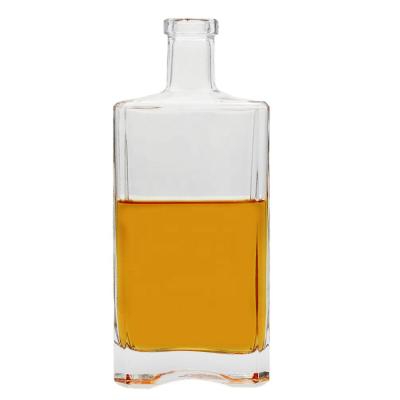 China High Quality Manufacture 500ml Glass Wine Bottle With Cap For Spirits Whiskey Brandy Clear Bottle Glass for sale