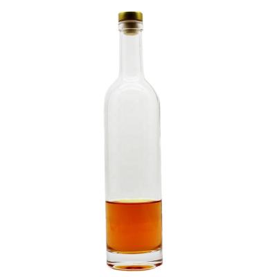 China High Quality 500ml Clear Empty Glass Bottle With Cap For Brandy Whiskey Storage Glass Packing Bottle for sale
