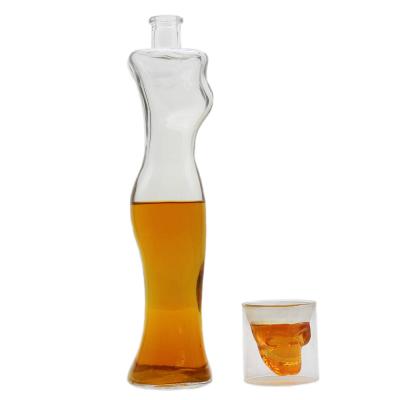 China 2021 Hot Selling Cheap High Quality Liquor Whiskey 500ml Custom Glass Drinkware Woman Body Shape Bottle for sale