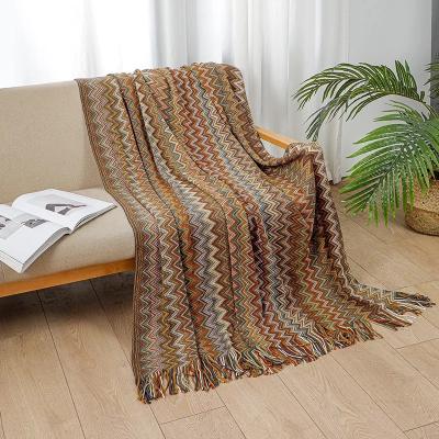 China Anti-Static Throw Blanket Textured Sofa Decorative Knitted Blanket Soft Solid for sale