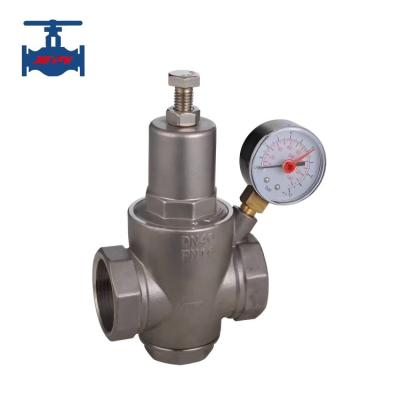 China Standard Piston Type Pressure Reducing Valve Stainless Steel With Pressure Gauge for sale