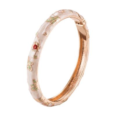 China Wholesale CLASSIC Alloy Gold Plated Cloisonne Bracelet Colorful Enamel Flower Bangle For Ladies Jewelry Gift for sale