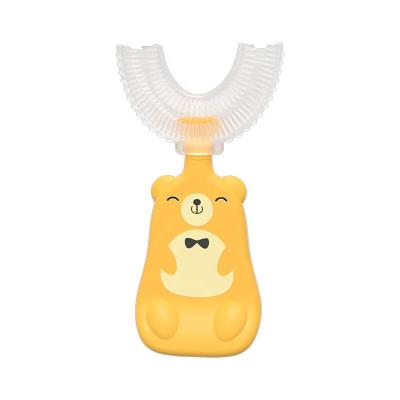 China Disposable Custom Logo 360 Kids Toothbrush With Suction Kids Children U Shaped Toothbrush for sale