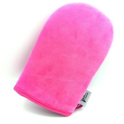 China Velvet Self Washable Custom Tanning Mitt Tan Mitt Applicator Tanning Glove Pink for sale