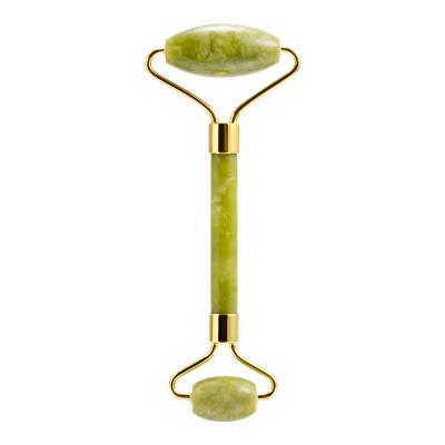China Jade Stone Cold Gemstone Natural Crystal Rose Quartz Jade Facial Massager Anti Aging Face Lift Roller for sale