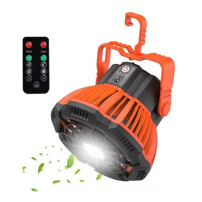 China Good Remote Control Igniting Led Fan With Light Weight Adjustable Speed Portable Stepless Hanging 360 Rotation Folding Fan Camping Lanterns for sale