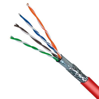 China Red LSZH Cable 24AWG SFTP CAT5E Cable 100MHz 100% Copper Shielded 1000FT for sale