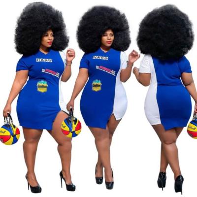 China ONLY Lowest Price Anti-Static Color Patchwork Contract Color Patchwork Plus Size Women's Casual Dresses Summer Dress for sale