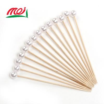 China Chinese Decoration Barbecue Fruit Picking Skewer Eco-friendly Easily Cleaned Bamboo Stick With Bead for sale