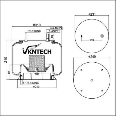 China W01-358-91Natuurlijke rubber airbag ophanging veer 1R12-132 Air Ride Suspension System Spare parts Alloy Piston 9 10-12 Te koop