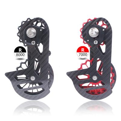 China Carbon Fiber Carbon Fiber Bicycle Derailleur 17 Teeth Ceramic Bearing For R7000/R8000 Bicycle Drivetrain Chain Guide Wheel for sale