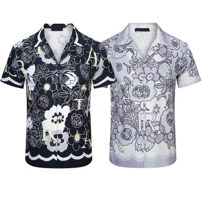 China Spandex/Cotton Fashion Mens Shirt Street Covered With Floral Print Logo Men And Womens Fashion Shorts Sleeve T-shirt Hawaiian Shirt for sale