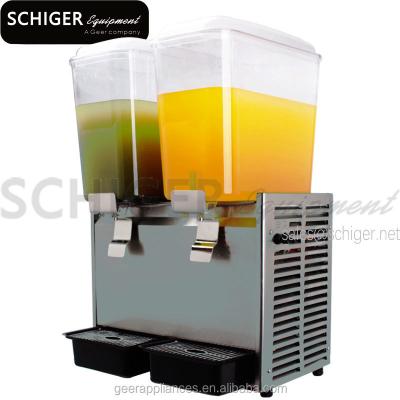 China Stainless Steel 2 Tank Commercial Sprayer Type Cold Beverage Dispenser 18 Liter For Each Tank for sale