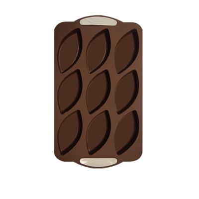 China Viable High Temperature Resistant 9 Cavities Leaf Shape Silicone Baking Muffin Chocolate Mold Cupcake Pan for sale