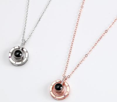 China Popular Hot Sale 100 Languages Necklace S925 Sterling Silver I Love You Rose Gold Pendant Necklace For Women for sale