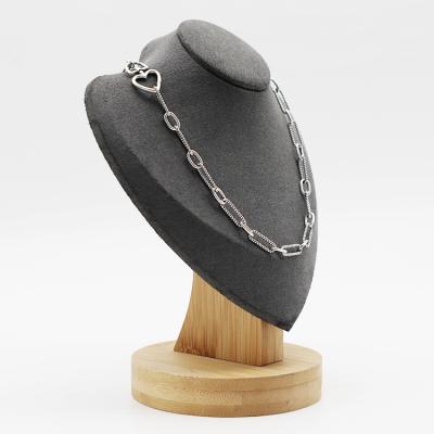 China Wholesale CLASSIC Punk Geometric Gothic Women Circle Jewelry Silver Heart Spliced 925 Sterling Necklace for sale