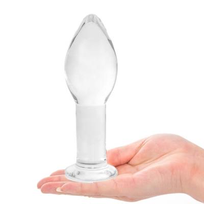 China Anal Sex Pleasure 55mm Long Neck Glass Anal Plug Crystal Butt Plug Bomb Plug Anal Trainer Anal Expander Training Sex Toy for sale