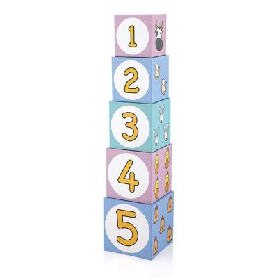 China Custom DIY TOY OEM Colorful Educational Toys Paperboard Children Stacking Blocks Set For Baby for sale