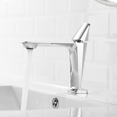 China Hot Water New Style Faucets Bathroom Single Handle Brass Basin Faucet Metered AND Cold for sale