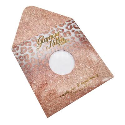 China Custom style or choose from our custom stylish fashionable products below styles PE-9 packing small paper envelope with die cut clear PVC window for eyeshadow pan for sale