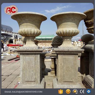 China Outdoor Decoration Hot Sale Antique Stone Flower Pots for sale