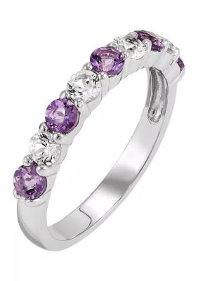 China Amethyst and Created White Sapphire Ring With 925 Sterling Silver for sale