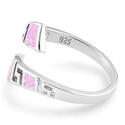 China 925 mit Muster-Rosa-Laborfeuer-Opal-Hochzeit Ring For Women Sterling Silver Greeks einzigartiger zu verkaufen