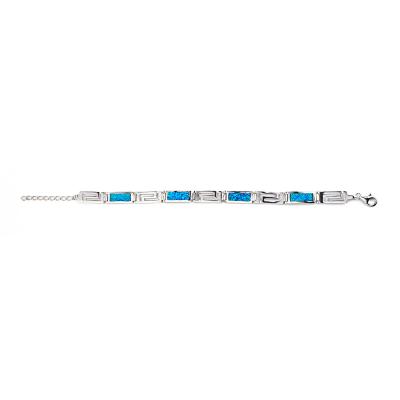 China Natürliches Weinlese-Feuer rechteckiger griechischer blauer Opal Bracelet With 925 Sterling Silver zu verkaufen