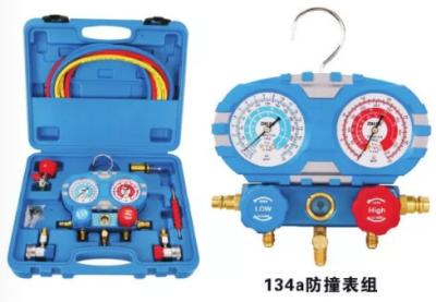 China R134A plastic box stamping resistant gauge set. outer wire adjustable 2196 pipe pressure 600PSI-3000PSI for sale