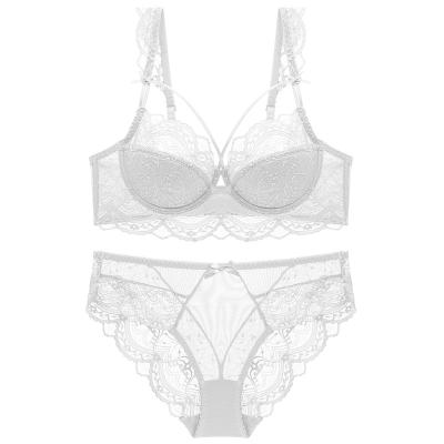 China Breathable Soft Breathable Lace Hollow Out Bra And Panties Hot Selling Comfortable Two Piece Bra Sets Women's Sexy Underwear for sale