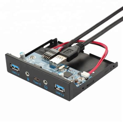 China SPCC Metal Speed 20 Pin Super 4 Pin Hub +HD Audio 3.5mm Left Earphone Jack Mic Connector Front Panel For PC Computer 3.5
