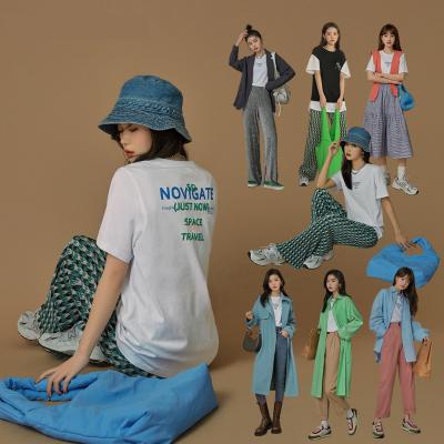 China Wholesale O-neck Embroidery Letter Simple T-shirt Sale Cotton QUICK DRY Women's T-Shirts Crew Neck Designs Women Long Printed for sale