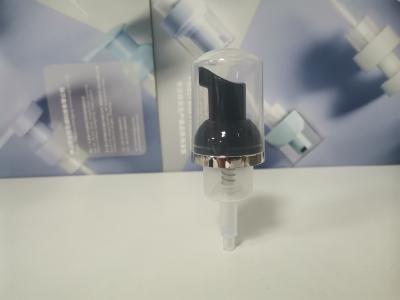 China Transparent Plastic Foam Pump With Cap Lock 30/410 Neck Size Plated Silver Edge for sale