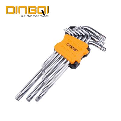 China DingQi Eco-Friendly 9pcs Customized Special Extra Long Allen Hex Key Wrench Torx Zinc Surface Treatment Hand Tool for sale