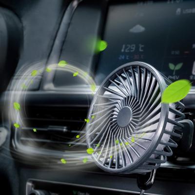 China Car Fans 2021 New Mini Portable 360 Degree Rotating Clip On Vehicle Table Usb Rechargeable Car Mounted Fans for sale