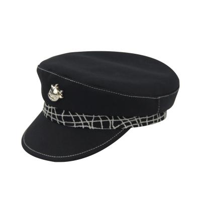 China LiHua Striped-- New Fashion 100%Polyester Beret Hats School Felt Hat And Beret Black For Men for sale