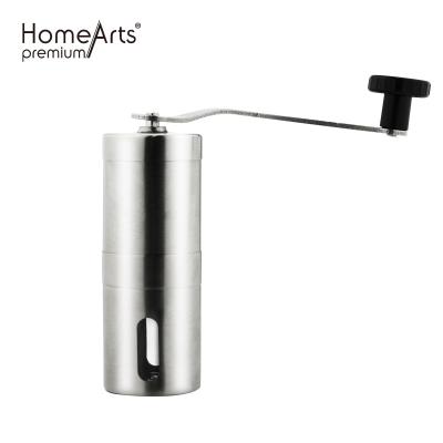 China Viable Stainless Steel Portable Coffee Grinder Hand Crank Speed Grinding Coffee Grinder with Spoon Brush for sale