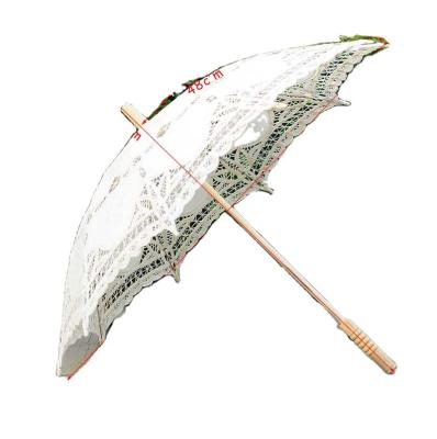 China All In 1 Craft Lace Up White Photography Prop Wedding Decoration Cotton Umbrella European Dance Performance Embroidery Umbrella for sale