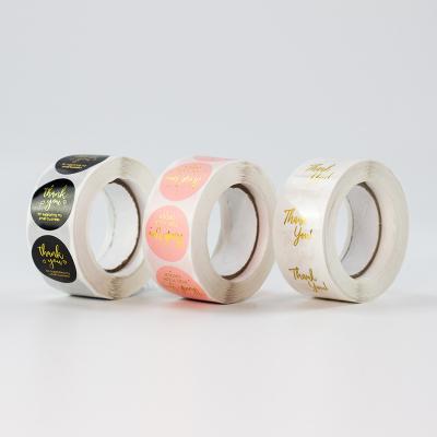 China Waterproof For Packaging Printing Waterproof Label Rose Gold LOGO Custom Roll Round Vinyl PVC Sticker Roll Label for sale