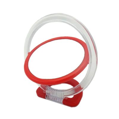 China Factory Wholesale Double Sided Double Sided 360 Degree Rotation Small Woman Makeup Red Round Vanity Travel Plastic Desktop Mirror for sale