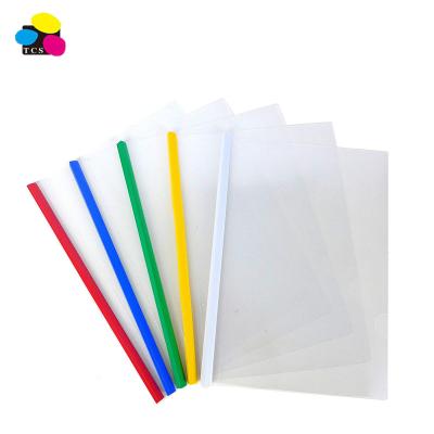 China Recyclable Plastic PP Water Make Resistant Colorful A4 PP Report Clear Cover Sliding Bar Folder Cover Folder for sale